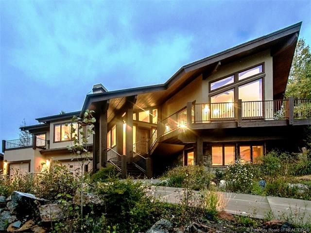 The brightly lit outdoor deck of one of the Wildflower condos in Deer Valley